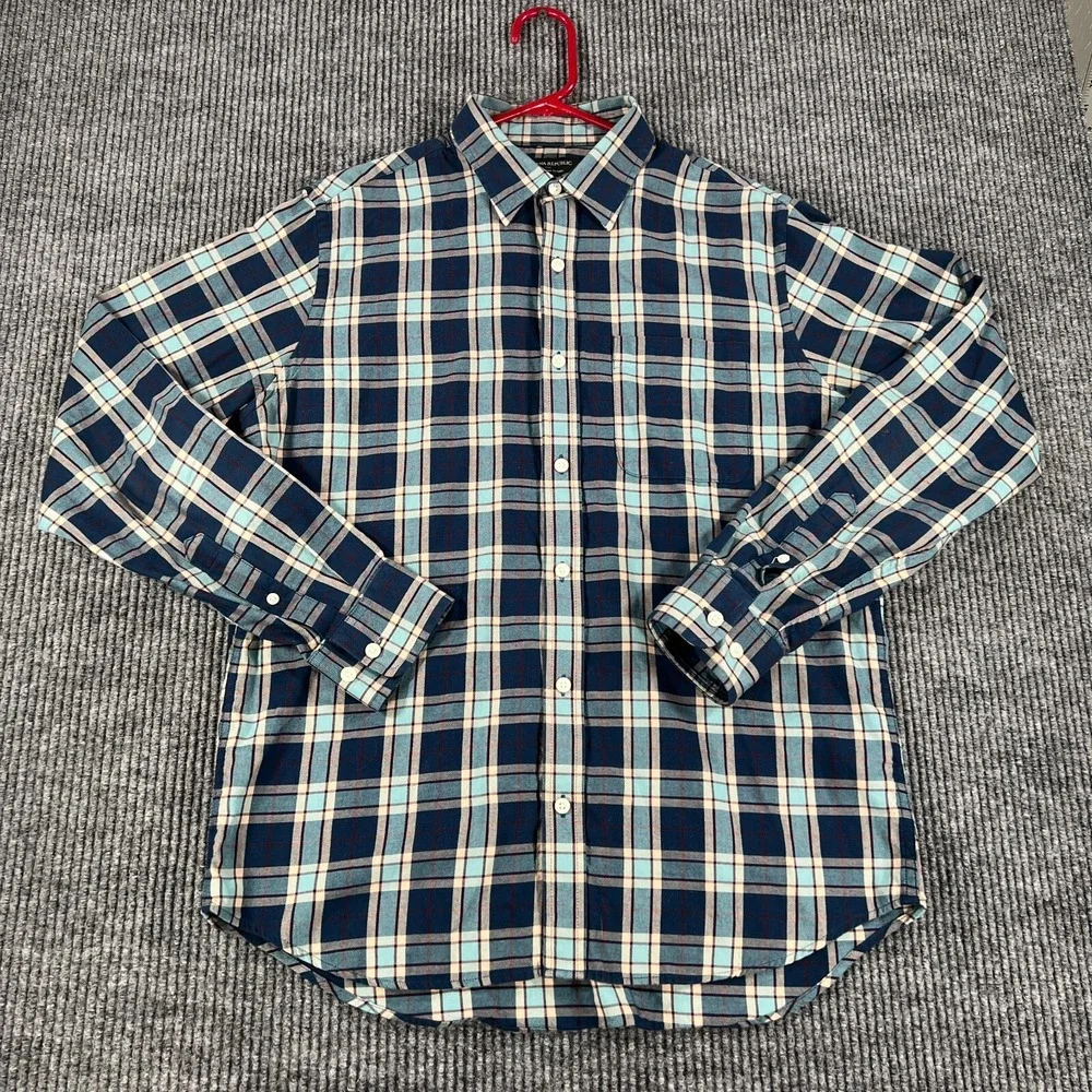 Banana Republic Shirt Mens Medium Blue Plaid Lightweight Flannel Button Up